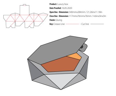 Lüks kutu paketleme şablon yapıştırıcı die cut - vektör