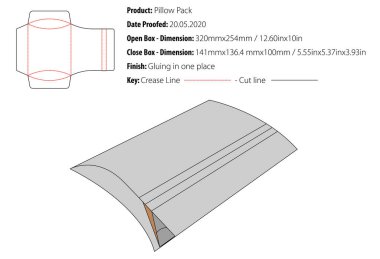 Yastık Paketi tasarım şablonu yapıştırıcı die cut - vektör