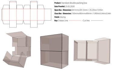 Standart çift paket kutusu - tasarım şablonu yapıştırıcı die cut - vektör