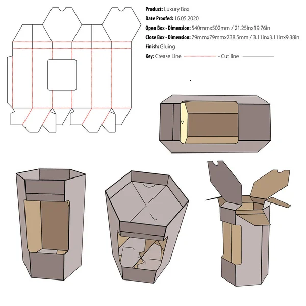 Luxus Verpackungsdesign Vorlage Zum Kleben Gestanzt Vektor — Stockvektor