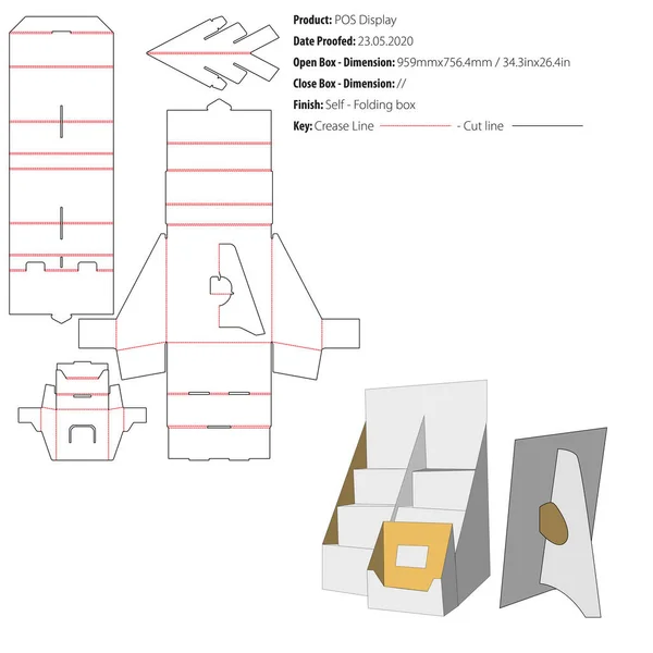 Pos Display Modelo Design Embalagem Selflock Die Cut Vector —  Vetores de Stock