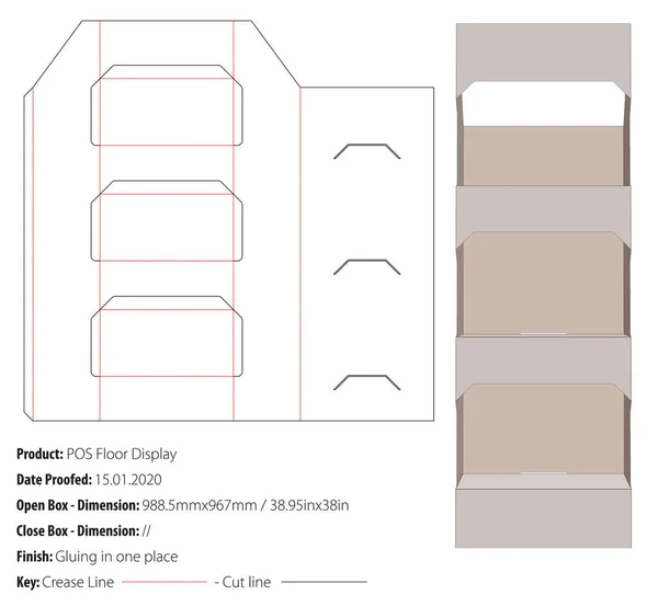 Pos 플로어 디스플레이 벡터를 접착하는 템플릿 — 스톡 벡터