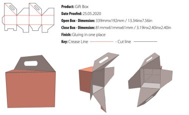 Hediye kutusu paketleme şablonu yapıştırıcı die cut - vektör