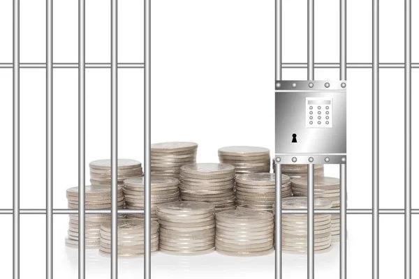 Financial Security Concept Pile Money Prison Security Equipment Stock Photo