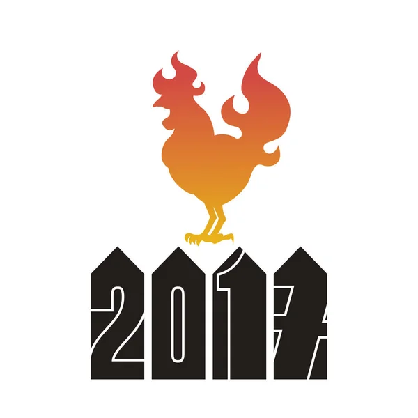 Fire Rooster logo, cock silhouette on a white background — Stock Vector