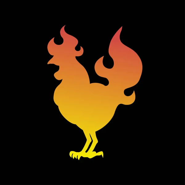 Fire Rooster logo, cock silhouette on a black background — Stock Vector