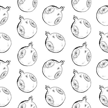 Vintage el seamless modeli çizilmiş topları ve oyuncaklar. Noel ve yeni yıl tasarım öğeleri