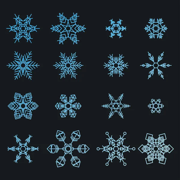 Set Schneeflocken abstrakte Isolation, winterliches Element für Design — Stockfoto