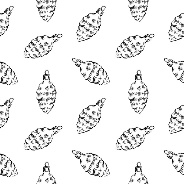 Vintage el seamless modeli çizilmiş topları ve oyuncaklar. Noel ve yeni yıl tasarım öğeleri