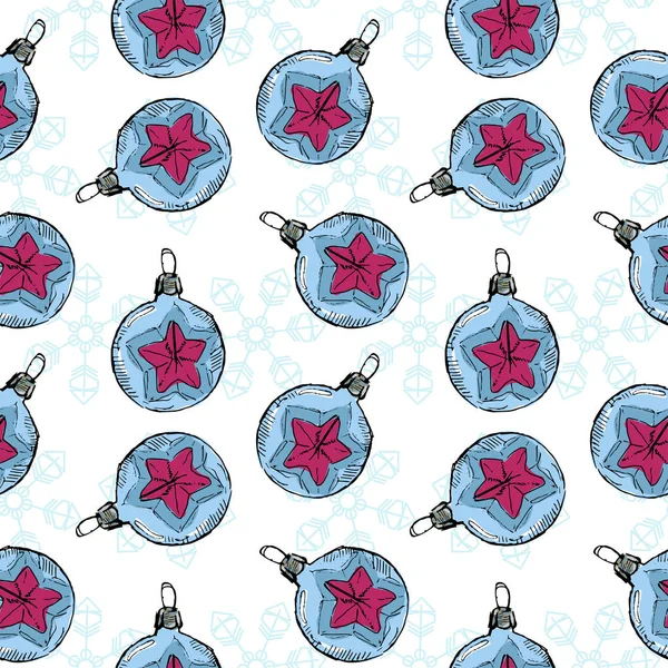 Образец советских винтажных ручных шариков и игрушек. Элементы дизайна Рождества и Нового года — стоковый вектор