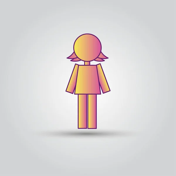 Icône rose bâton figure femmes ou fille — Image vectorielle