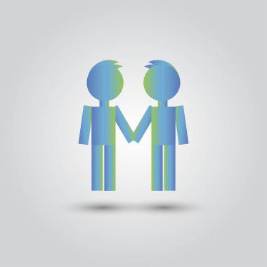 İki erkek çöp adamlar birbirlerine, gay ikonu ayakta. Dostluk