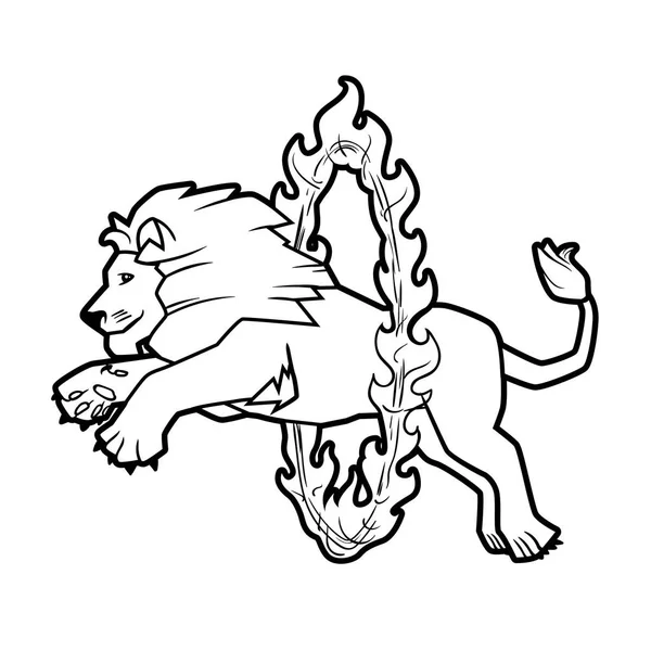 Cirque Dresse Animaux Sauvages Performance Isolee Sur Blanc Lion Saute Par Dessus L Anneau Dans Le Feu Image Vectorielle Par Jkazanceva C Illustration