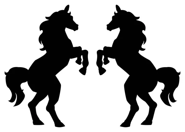 Fel a ló szép sziluett és vázlat - kecses fekete mének — Stock Vector
