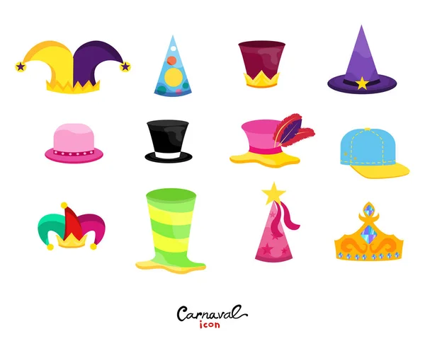 Flat set of hats for carnival — Stock Vector