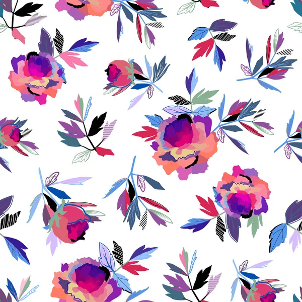 Nahtlose abstrakte Blumenmuster rosa und violett für Mädchen — Stockvektor