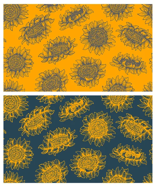 Nahtlose grafische Muster Sonnenblumen- und Sonnenblumenkerne — Stockvektor
