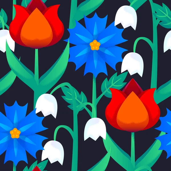 Nahtlose abstrakte Blumenmuster mit Blume für Mädchen — Stockvektor
