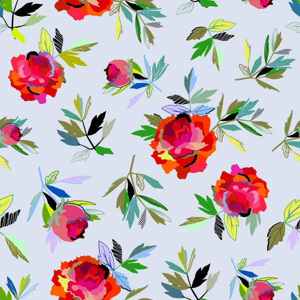 Sorunsuz soyut çiçek desenli kız için kırmızı