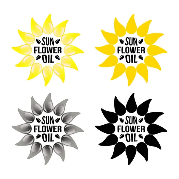 Conjunto de emblema de logotipo de girasol amarillo brillante — Vector de stock