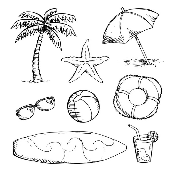 Parlak yaz dizi doodle etiket, el çizmek öğeleri