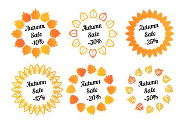 Orange daire çerçeve üzerinde izole beyaz arka plan bırakır. Eko sonbahar alışveriş satış. Doğa ayarlayın. Mağaza tasarım