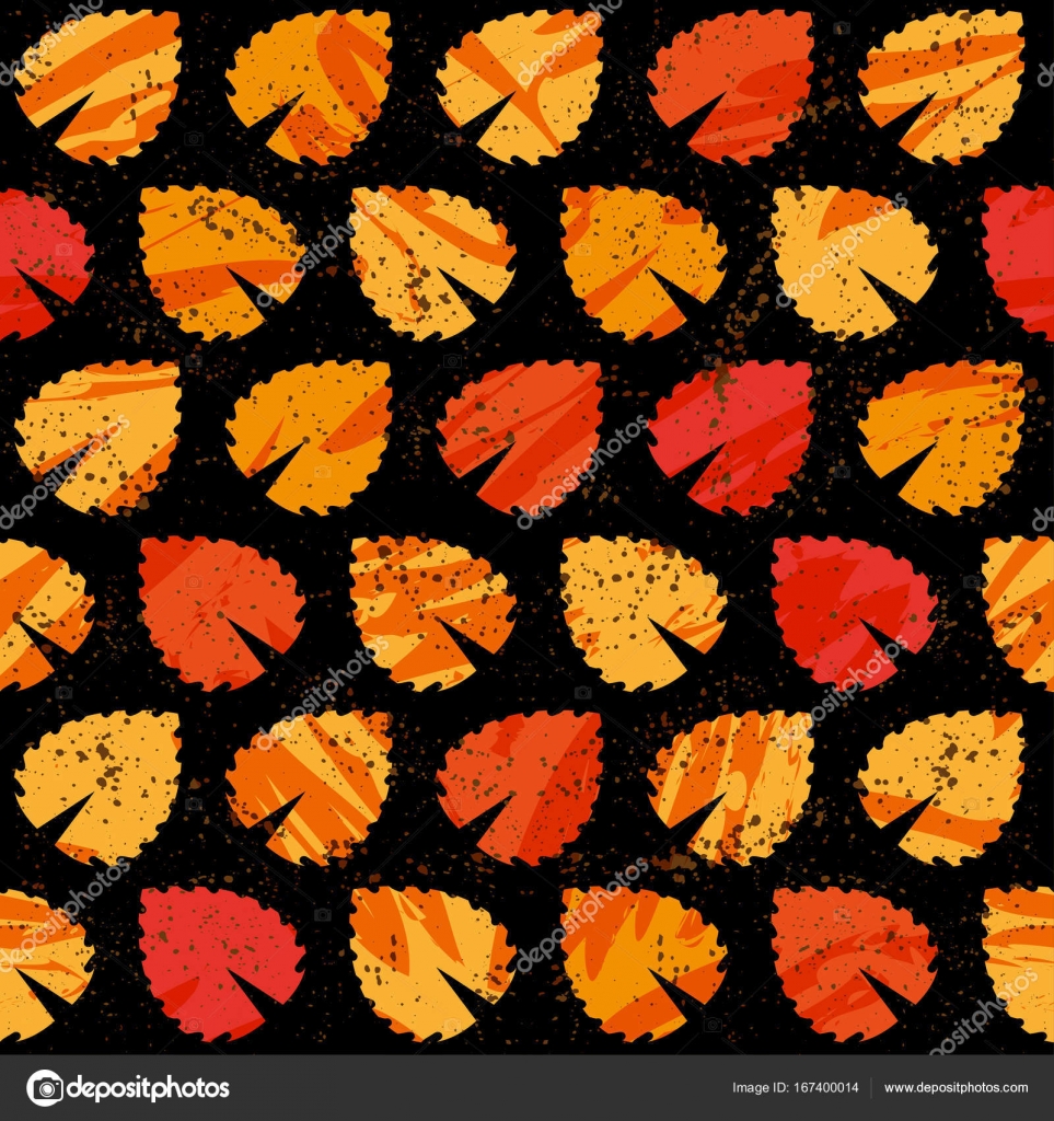 黒い背景にオレンジの葉のパターン エコの秋の自然の壁紙 バイオ デザイン ストックベクター C Jkazanceva