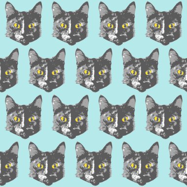 Kediler desen. Çizgi film kesintisiz hayvan duvar kağıdı