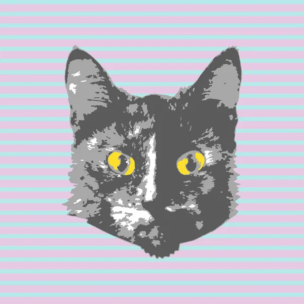 Cara de gato. Dibujos animados sin costura animal fondo de pantalla — Vector de stock