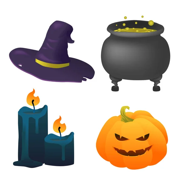 Set doodle elementen voor Halloween. Vakantie ontwerp — Stockvector