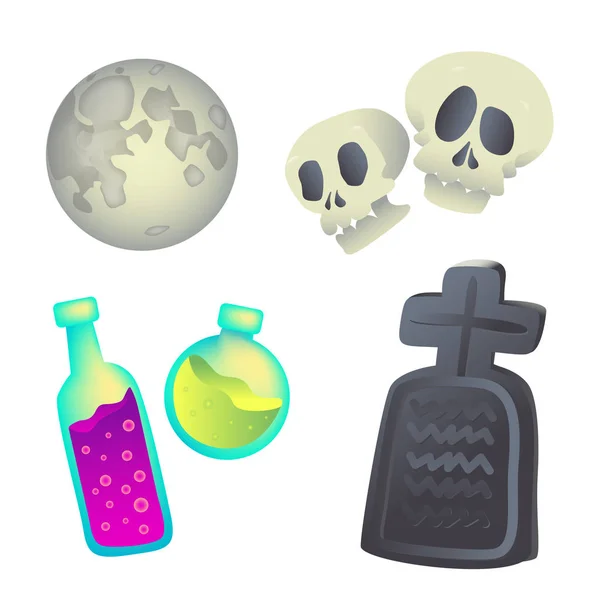 Set doodle elementen voor Halloween. Vakantie ontwerp — Stockvector