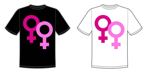Impression vectorielle pour t-shirt avec la fierté lumineuse lgbt couleur arc-en-ciel symbole lesbienne femelle — Image vectorielle