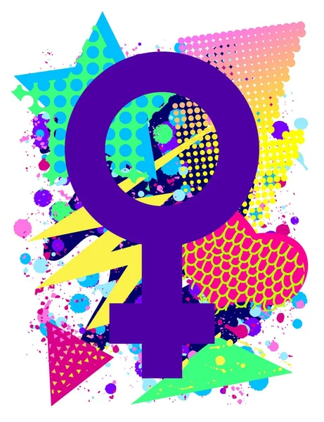 Impression vectorielle pour t-shirt avec symbole féminin brillant Pride lgbt couleur arc-en-ciel — Image vectorielle