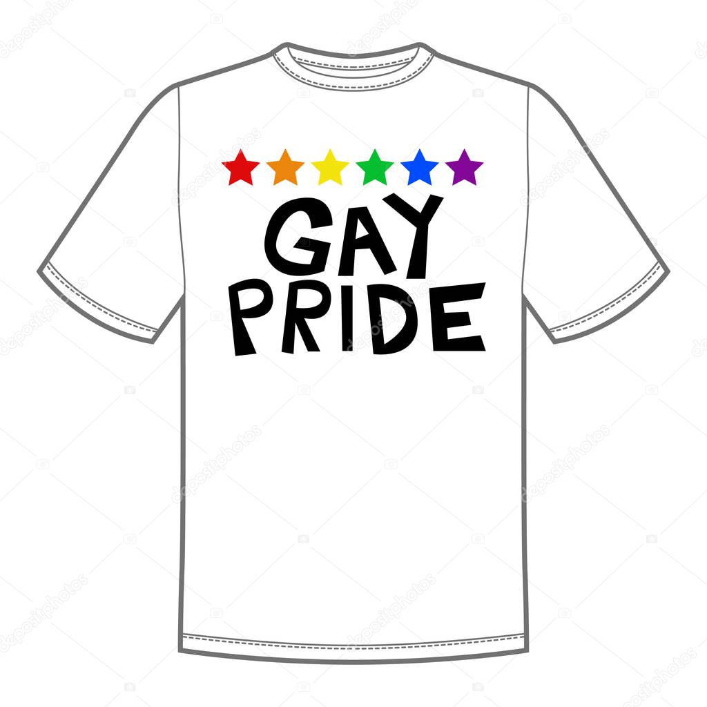 Vector print for t-shirt with Pride lgbt bright rainbow
