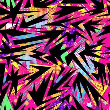 Kızlar, erkekler ve giysiler için soyut, kusursuz vektör deseni. Noktalı yaratıcı arka plan, geometrik figürler tekstil ve kumaş için komik duvar kağıtları. Moda tarzı. Renkli parlak