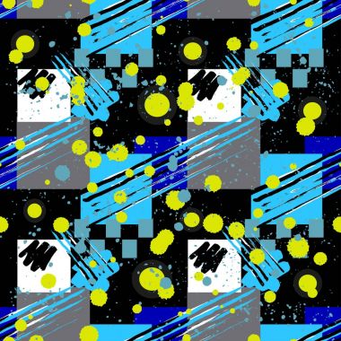 Kızlar, erkekler ve giysiler için soyut, kusursuz vektör deseni. Noktalı yaratıcı arka plan, geometrik figürler tekstil ve kumaş için komik duvar kağıtları. Moda tarzı. Renkli parlak