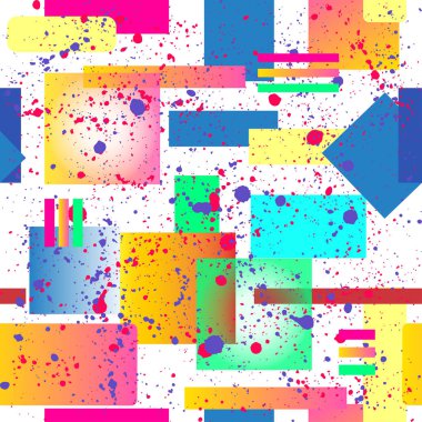 Kızlar, erkekler için giyim için soyut seamless modeli. Noktalı, geometrik figürler, yaratıcı arka plan yazıtlar çizgili. Tekstil ve kumaş için komik duvar kağıdı. Moda stil. Renkli parlak