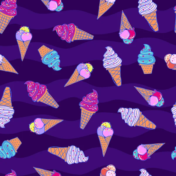 Motif d'été sans couture avec glace Pour les adolescents — Image vectorielle