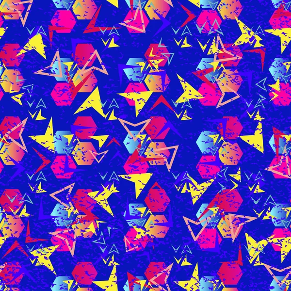 Patrón vectorial sin costura abstracto para niñas, niños, ropa. Fondo creativo con puntos, figuras geométricas Fondo de pantalla divertido para textiles y telas. Estilo de moda. Colorido brillante — Archivo Imágenes Vectoriales