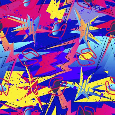 Kızlar, erkekler ve giysiler için soyut, kusursuz vektör deseni. Noktalı yaratıcı arka plan, geometrik figürler tekstil ve kumaş için komik duvar kağıtları. Moda tarzı. Renkli parlak