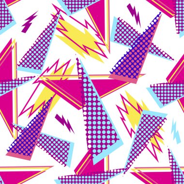 Kızlar, erkekler ve giysiler için soyut, kusursuz vektör deseni. Noktalı yaratıcı arka plan, geometrik figürler tekstil ve kumaş için komik duvar kağıtları. Moda tarzı. Renkli parlak