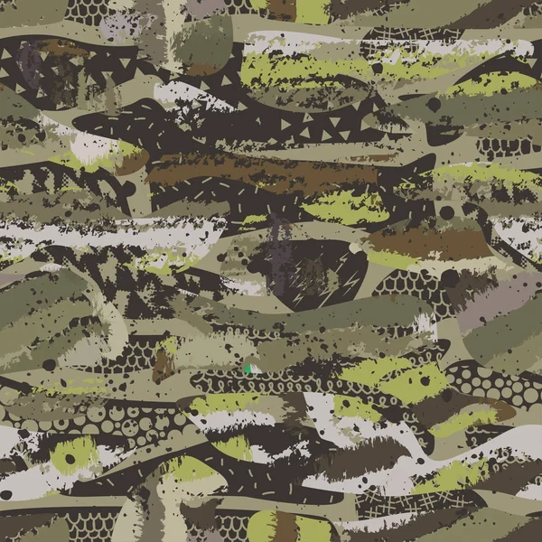 Resumen camuflaje sin costuras patrón textura militar repite ejército ropa de caza verde. Fondo de pantalla para textil y tela. Estilo de moda — Archivo Imágenes Vectoriales