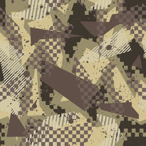 Resumen camuflaje sin costuras patrón textura militar repite ejército ropa de caza verde. Fondo de pantalla para textil y tela. Estilo de moda — Vector de stock