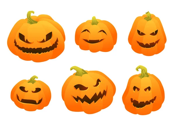 Set van verloop geconfronteerd met elementen pompoen voor Halloween. Vakantie Characterdesign — Stockvector