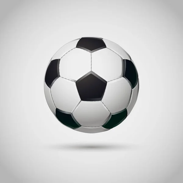 Football réaliste ou ballon de football sur fond blanc — Image vectorielle