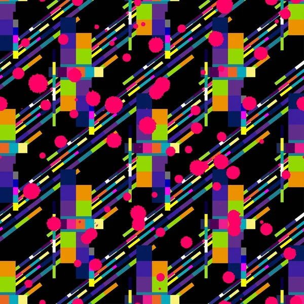 Patrón vectorial sin costura abstracto para niñas, niños, ropa. Fondo creativo con puntos, figuras geométricas Fondo de pantalla divertido para textiles y telas. Estilo de moda. Colorido brillante — Archivo Imágenes Vectoriales