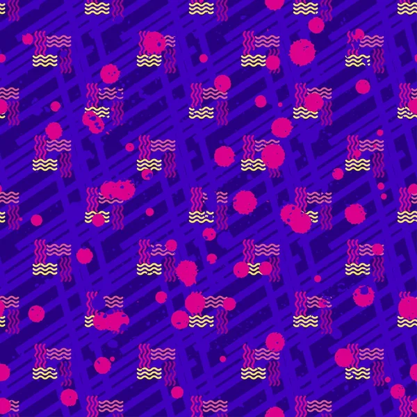 Abstrakt sømløst vektormønster for jenter, gutter, klær. Kreativ bakgrunn med prikker, geometriske figurer - "Funny wallpaper" for tekstil og stoff. Motestil. Fargerike, lyse – stockvektor