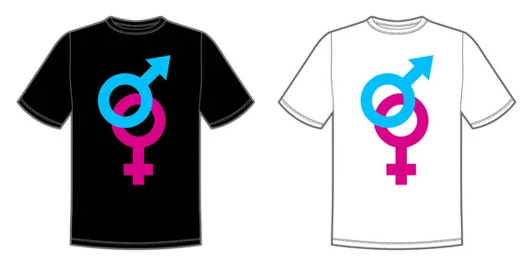 Impression vectorielle pour t-shirt avec couleur arc-en-ciel lgbt brillant symbole mâle et femelle — Image vectorielle