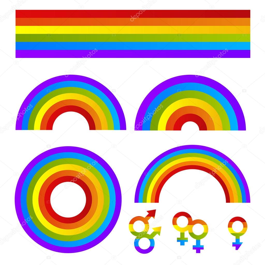 Vector sing bright Pride lgbt rainbow color male and female symbol