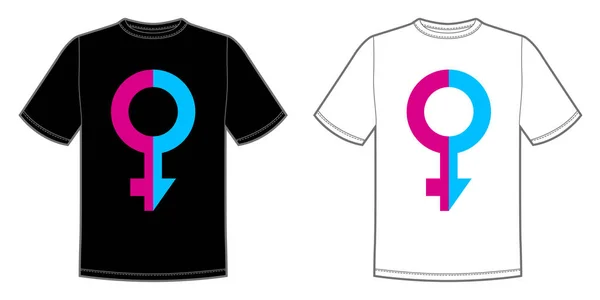 Vektör yazdırma t-shirt için parlak gurur lgbt gökkuşağı renkli erkek ve kadın simgesiyle — Stok Vektör